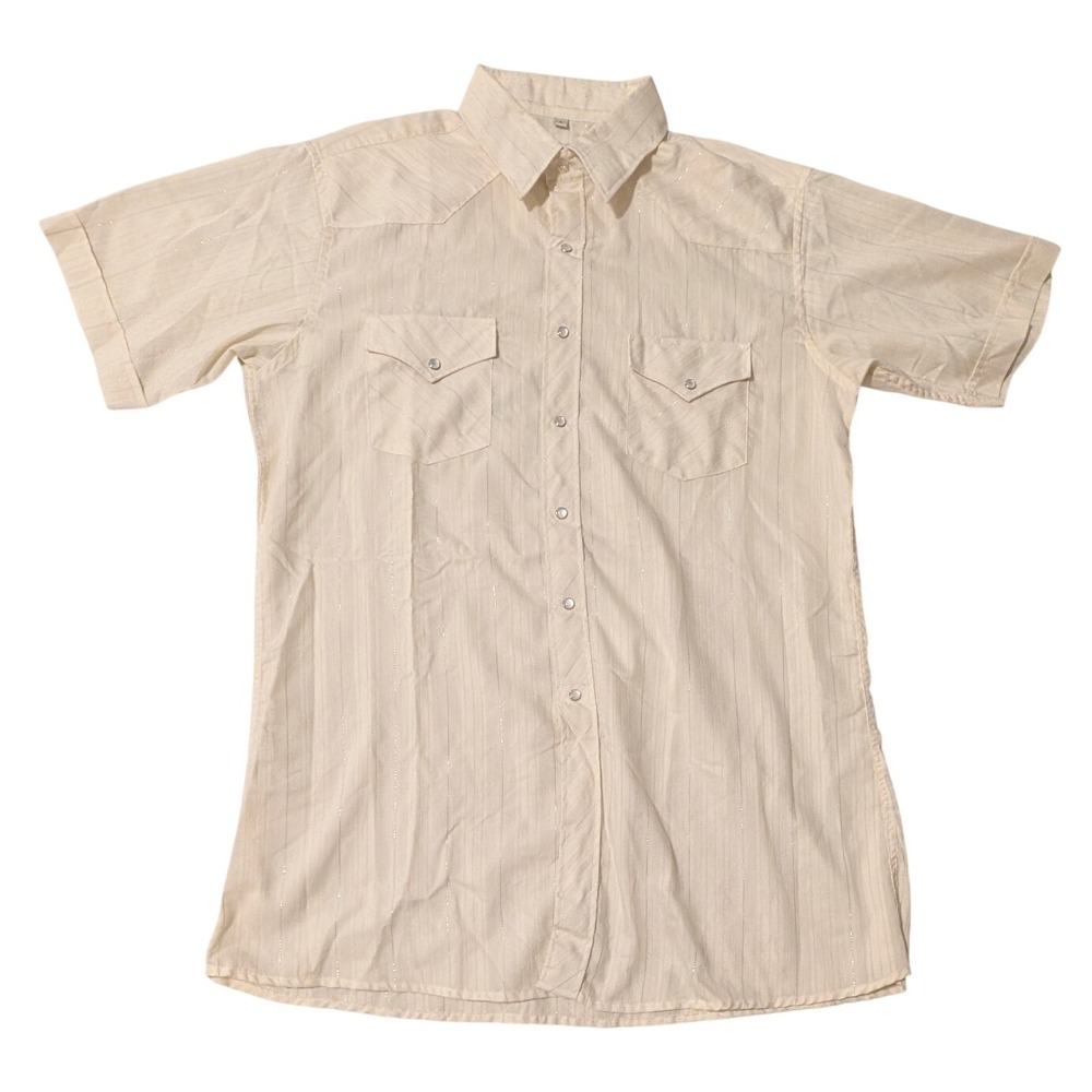 Corral West Ranchwear Mens Cream Gold Pinstripe Western Pearl Snap Shirt Large